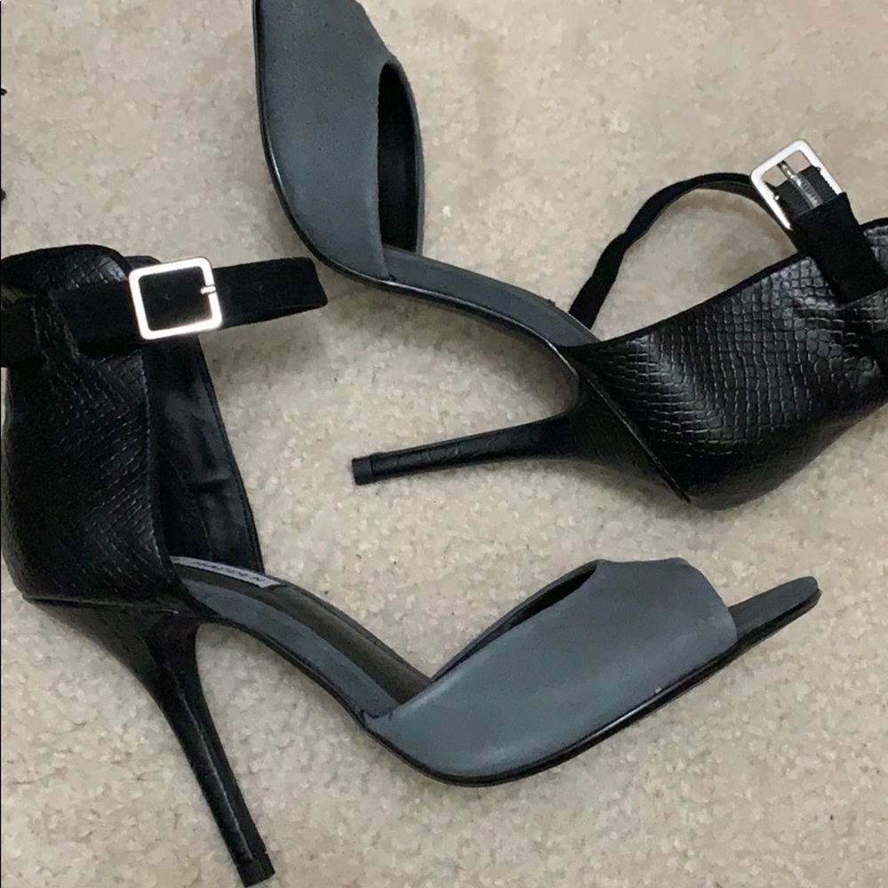 Black and Grey Steve Madden Ankle strap heels